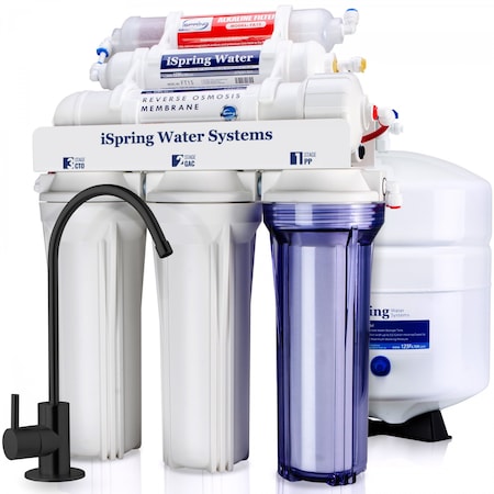 Ispring 6-Stage Reverse Osmosis System with Black RO Faucet RCC7AK-BLK